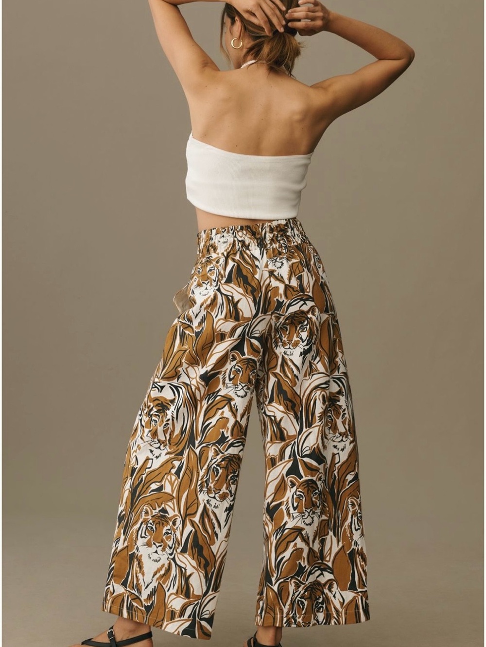 Anthropologie The Somerset Pull On Pant -
Linen - Tiger 🐯 print - Picture 3 of 6